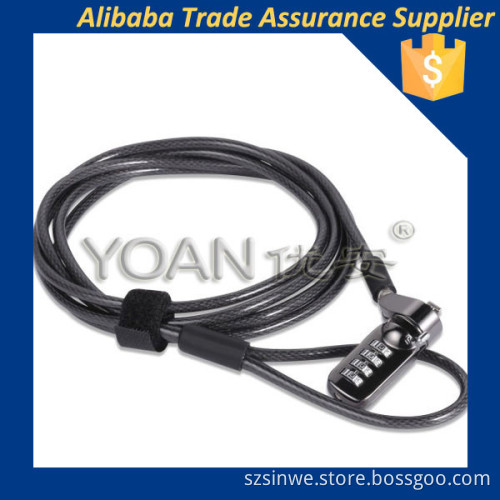 High security 4 digital number combination lock cable laptop lock